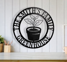 Load image into Gallery viewer, Personalized Metal Gardening sign, custom yard sign, garden decoration, Mother’s Day, Garden Sign, custom garden gift, Metal Greenhouse Sign
